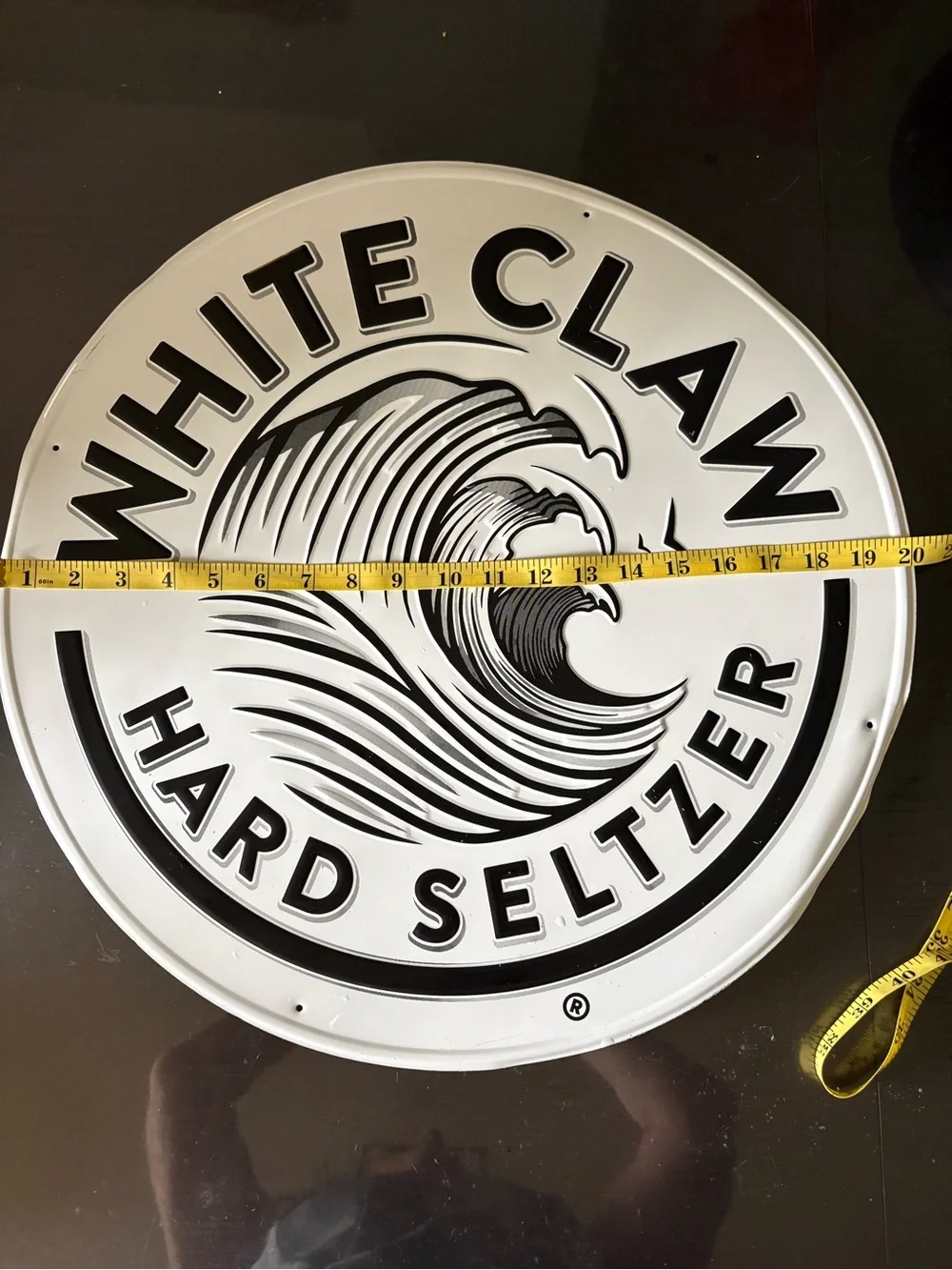 White Claw Hard Seltzer Round Wall Sign - Black & White